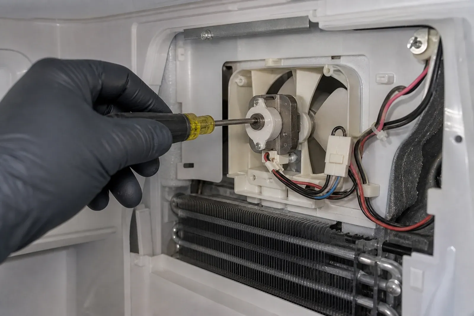 Servicing a Sub-Zero evaporator fan during a San Ramon diagnosis